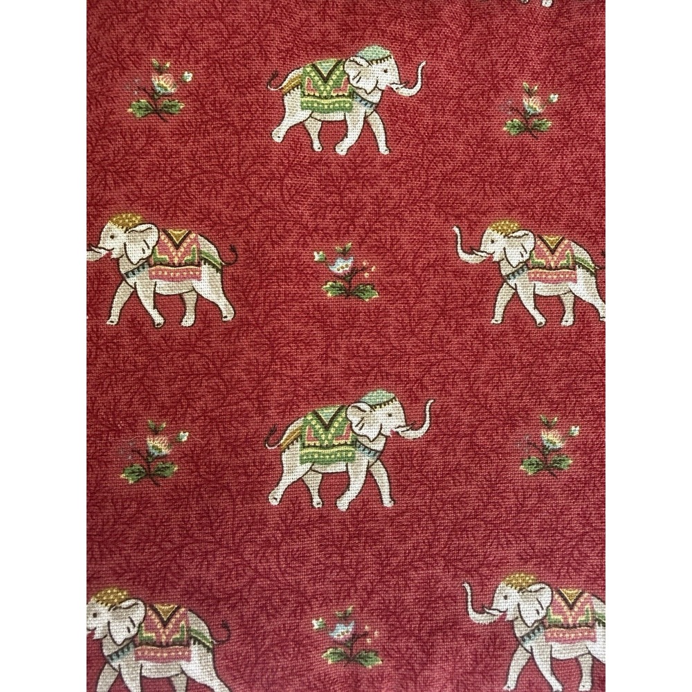 Vintage P Kaufmann Elephant Walks Fabric Red Gold Decorator 5 5/8 Yds 58" Wide